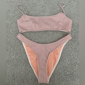 Never Worn Triangl Pink Sparkle Bikini Set